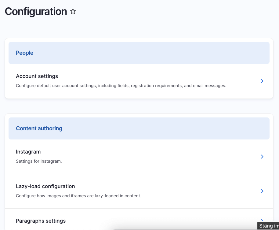 Gin configuration view