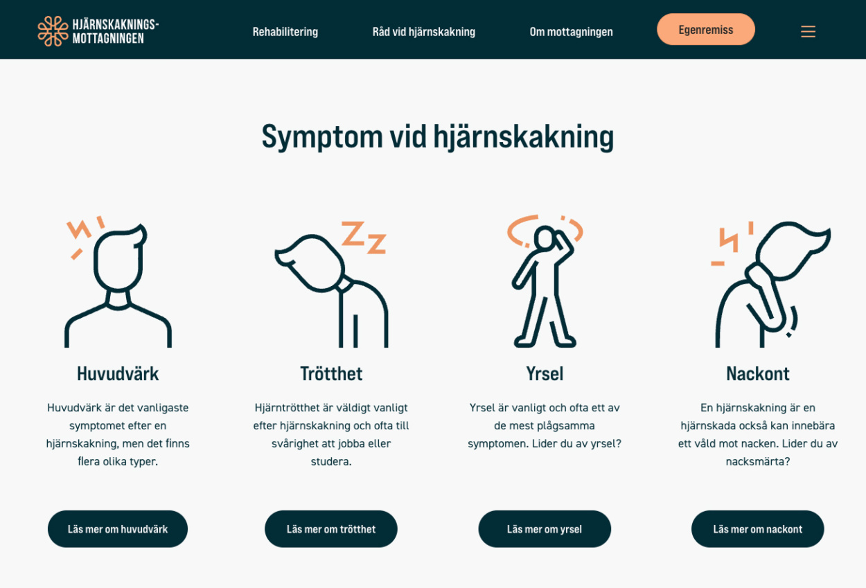 innehåll från hjärnskakningsmottaningens webbsida