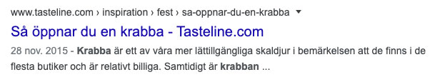 Strukturerad data, artikel om krabba